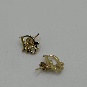 CD Gold Stud Earrings